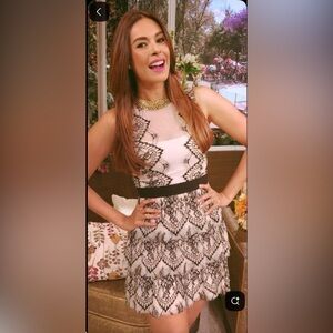 2014 “Collier” Sleeveless Scalloped Black and Ivory Lace Dress by BCBGMAXAZRIA